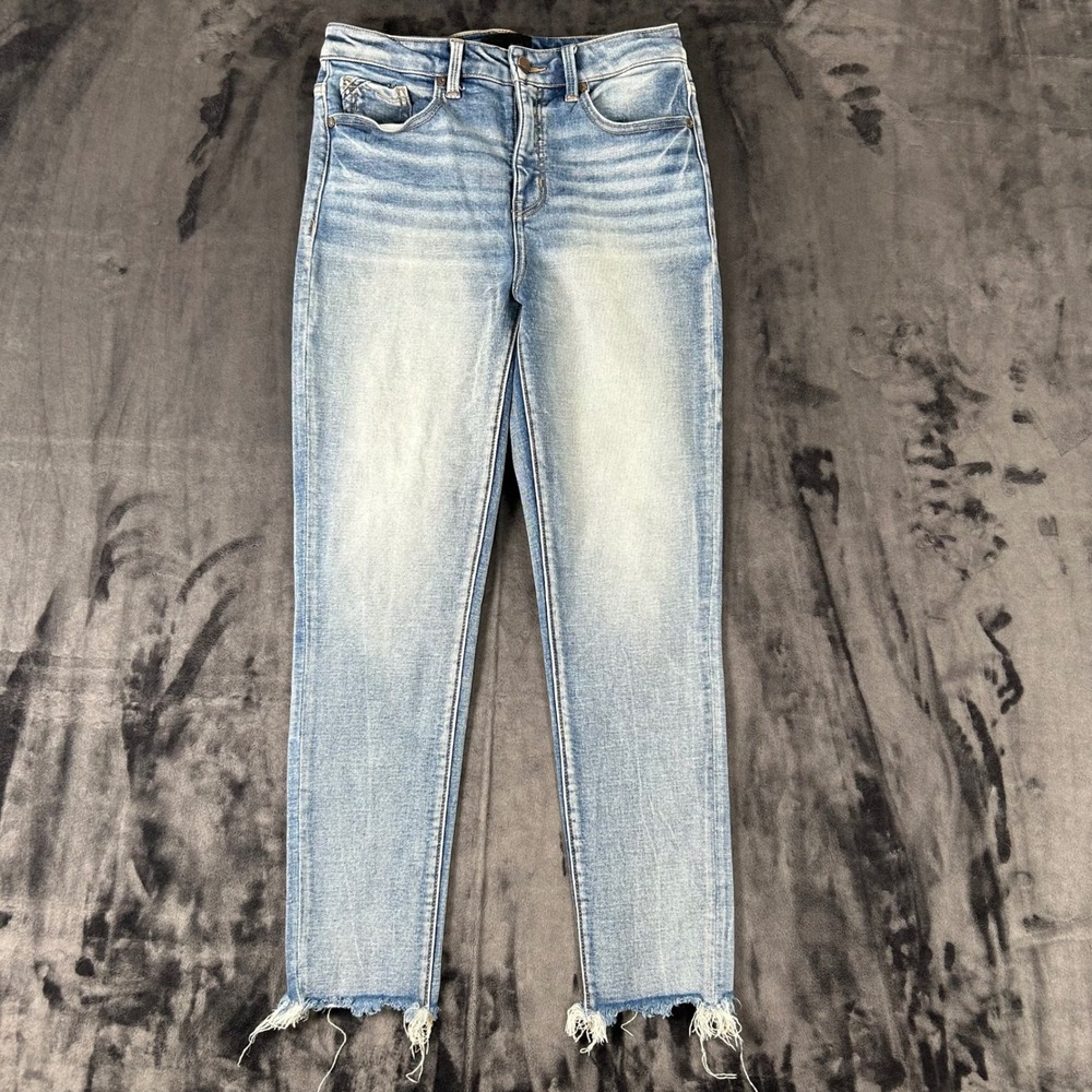 Buckle Black Ankle Skinny Jeans Womens 27 Light Blue Fit No. 35 Raw Hem 3260